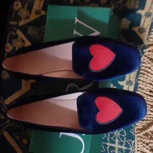 J Crew Made In Italy Embroidered Velet Slipper